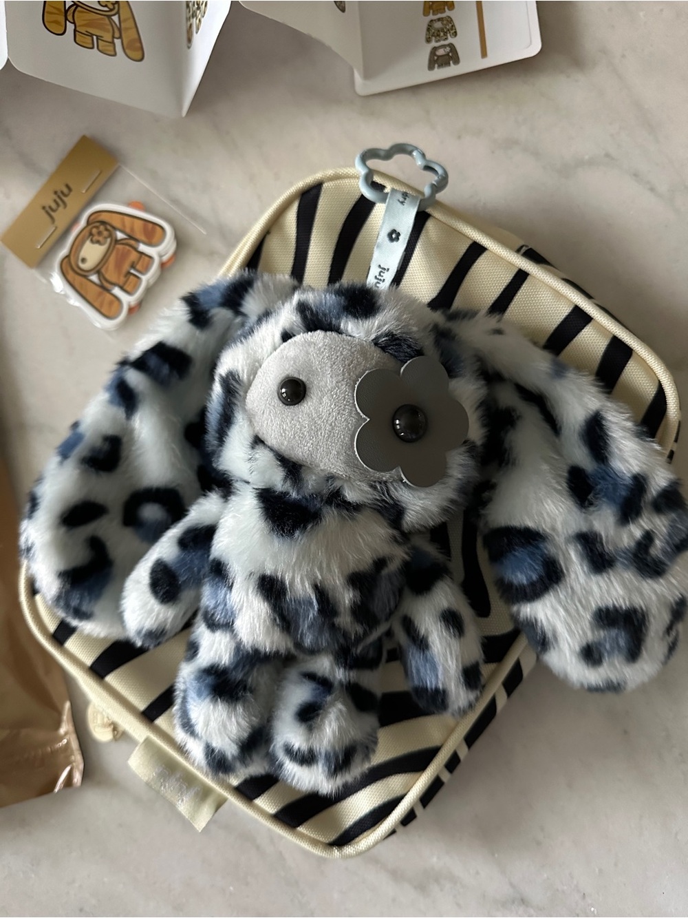 CJ HENDRY—Juju-PAMMY Blue Leopard Plush Bunny bag charm Keychain